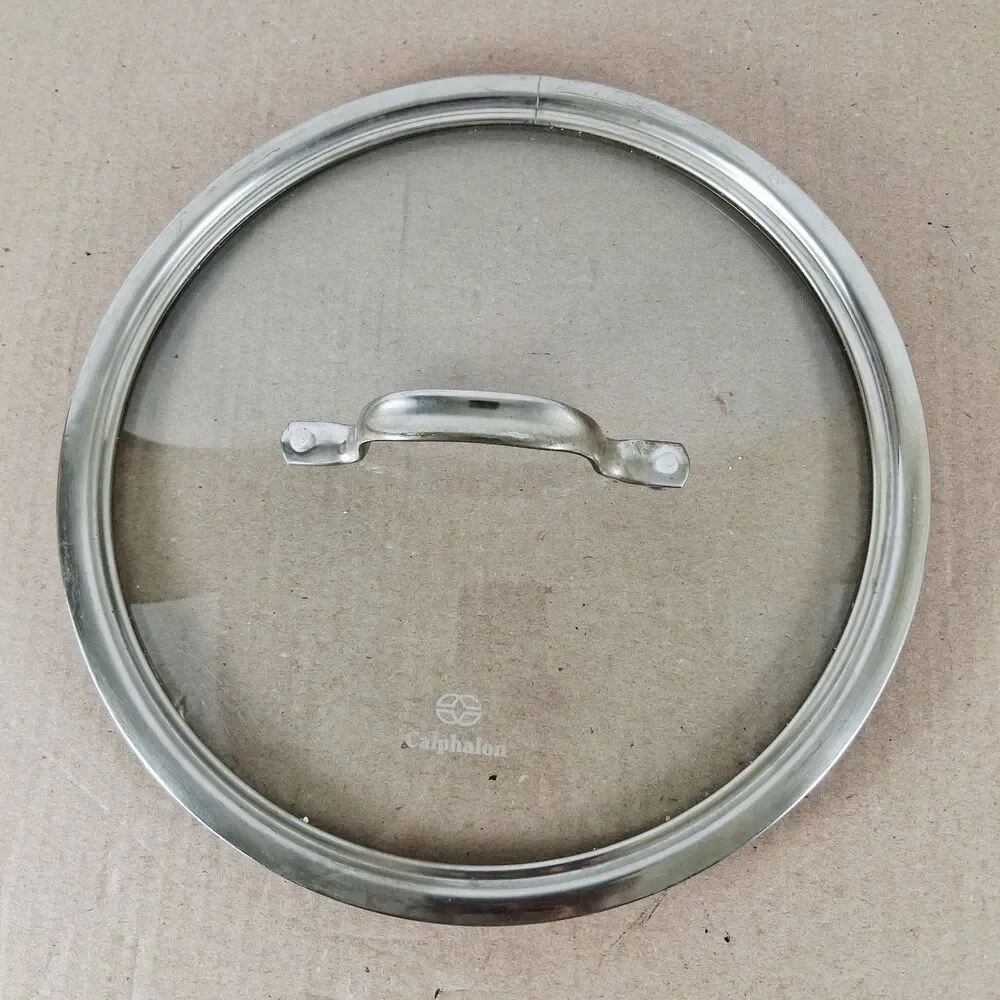 Calphalon Tempered Glass Lid 10 Stainless Steel Rim Handle Replacement Lid Only